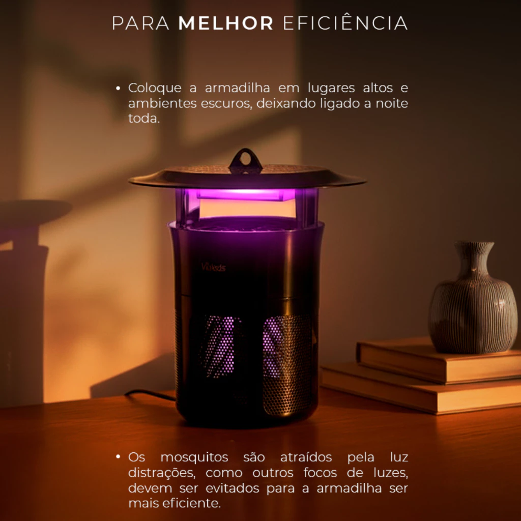 Armadilha Eletrica Anti Mosquito Ultravioleta Violeds Pega Pernilongo e Insetos - Imagem 5