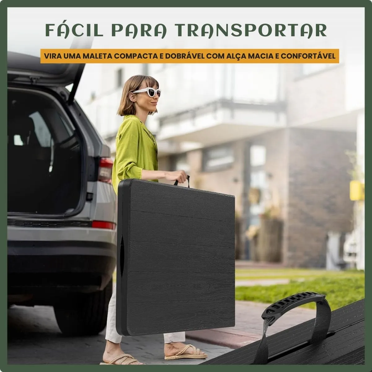 Mesa Dobravel Vira Maleta Com Alca Portatil 1.80m Para Camping Pesca Jardim Area Externa Ou Interna Salao De Festas Gourmet Cor Preto Luvinco - Imagem 5