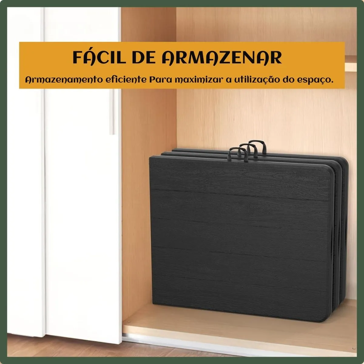 Mesa Dobravel Vira Maleta Com Alca Portatil 1.80m Para Camping Pesca Jardim Area Externa Ou Interna Salao De Festas Gourmet Cor Preto Luvinco - Imagem 7