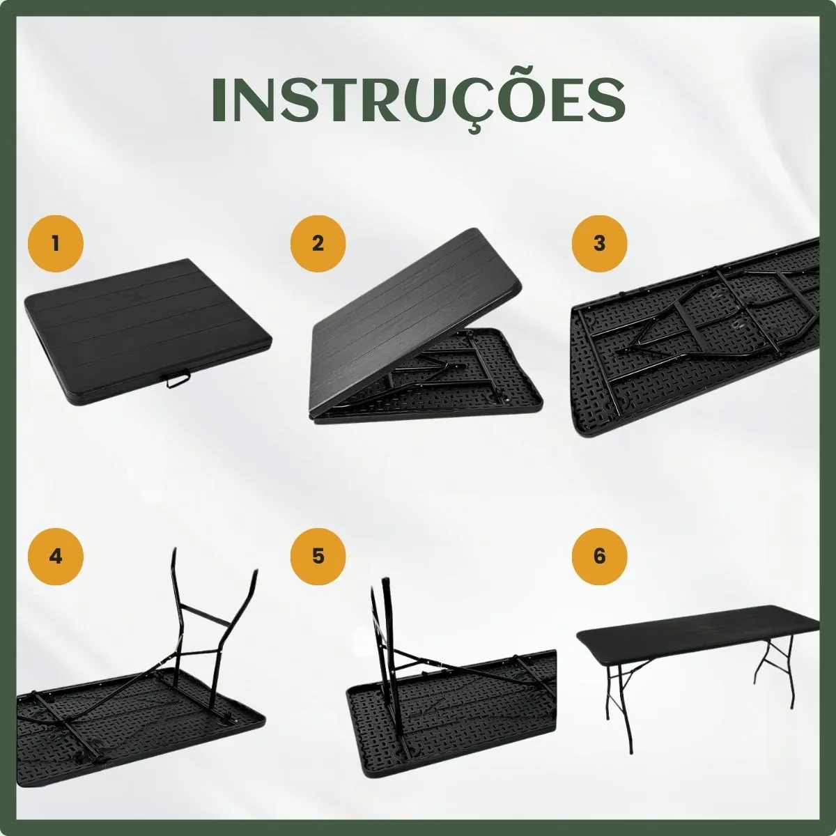 Mesa Dobravel Vira Maleta Com Alca Portatil 1.80m Para Camping Pesca Jardim Area Externa Ou Interna Salao De Festas Gourmet Cor Preto Luvinco - Imagem 8
